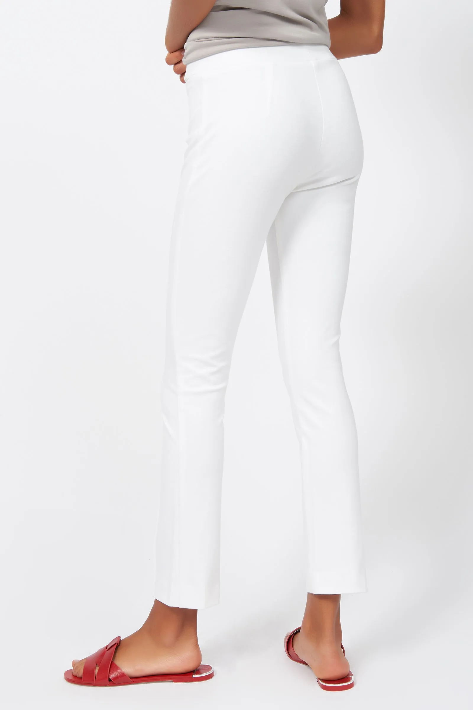 Pintuck Ponte Ankle Pant - White