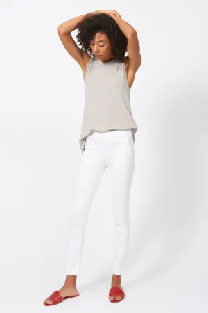 Pintuck Ponte Ankle Pant - White