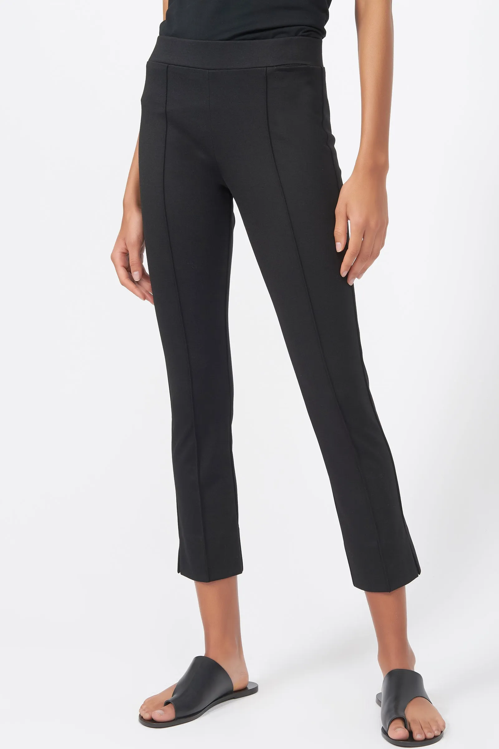 Pintuck Slit Capri - Black