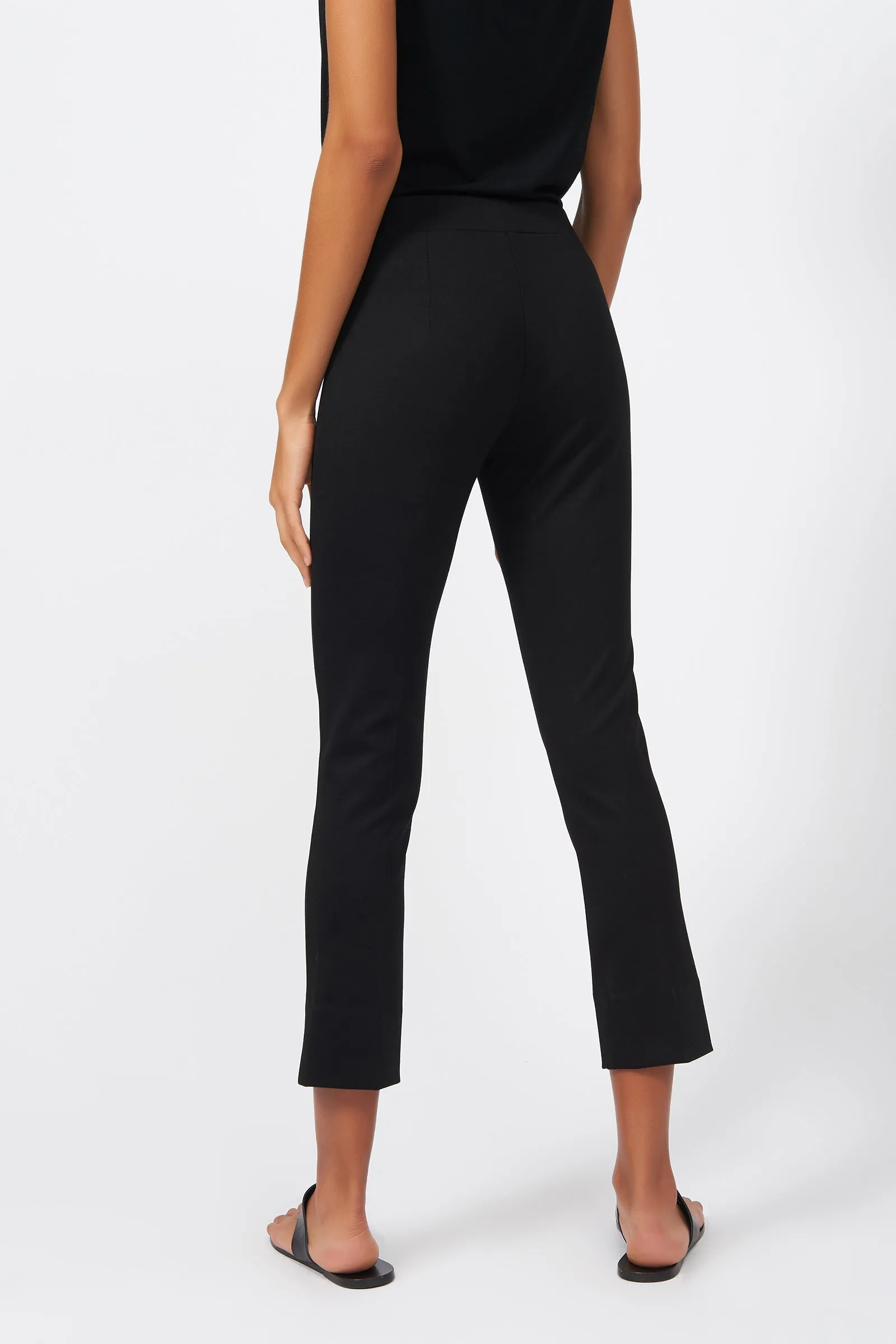 Pintuck Slit Capri - Black