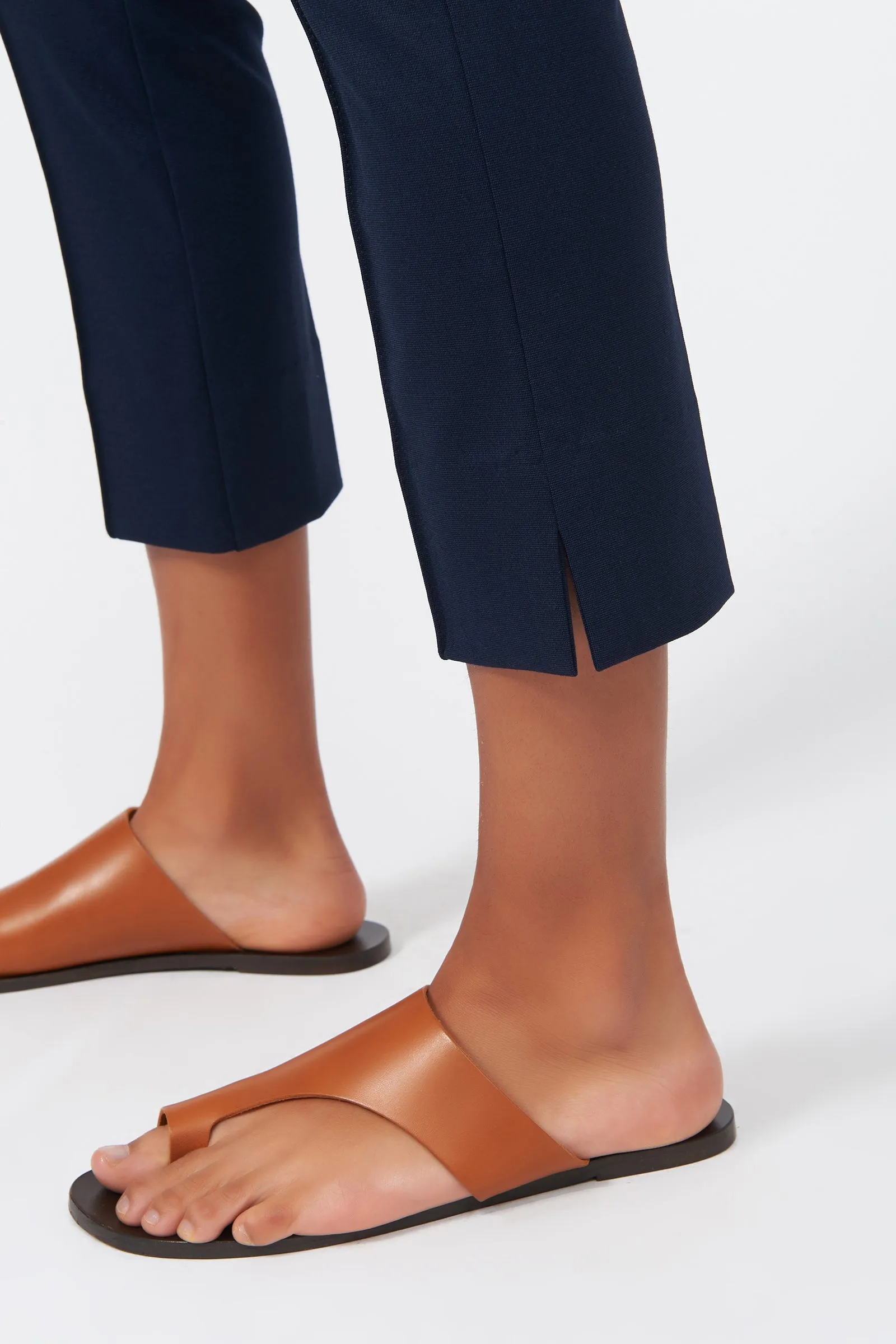 Pintuck Slit Capri - Navy