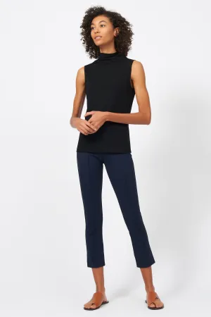 Pintuck Slit Capri - Navy