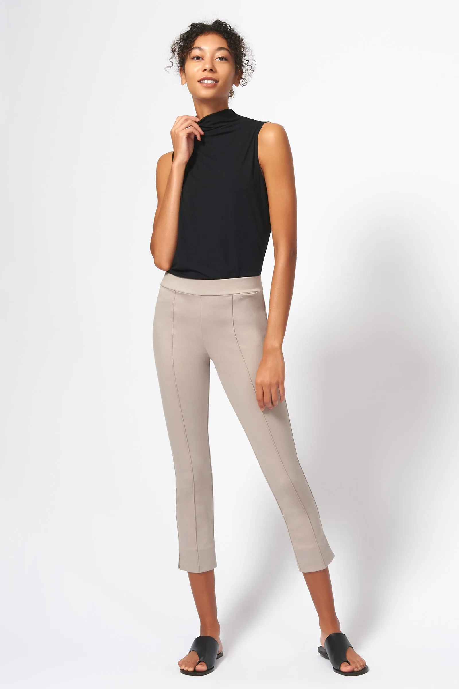 Pintuck Slit Capri - Taupe