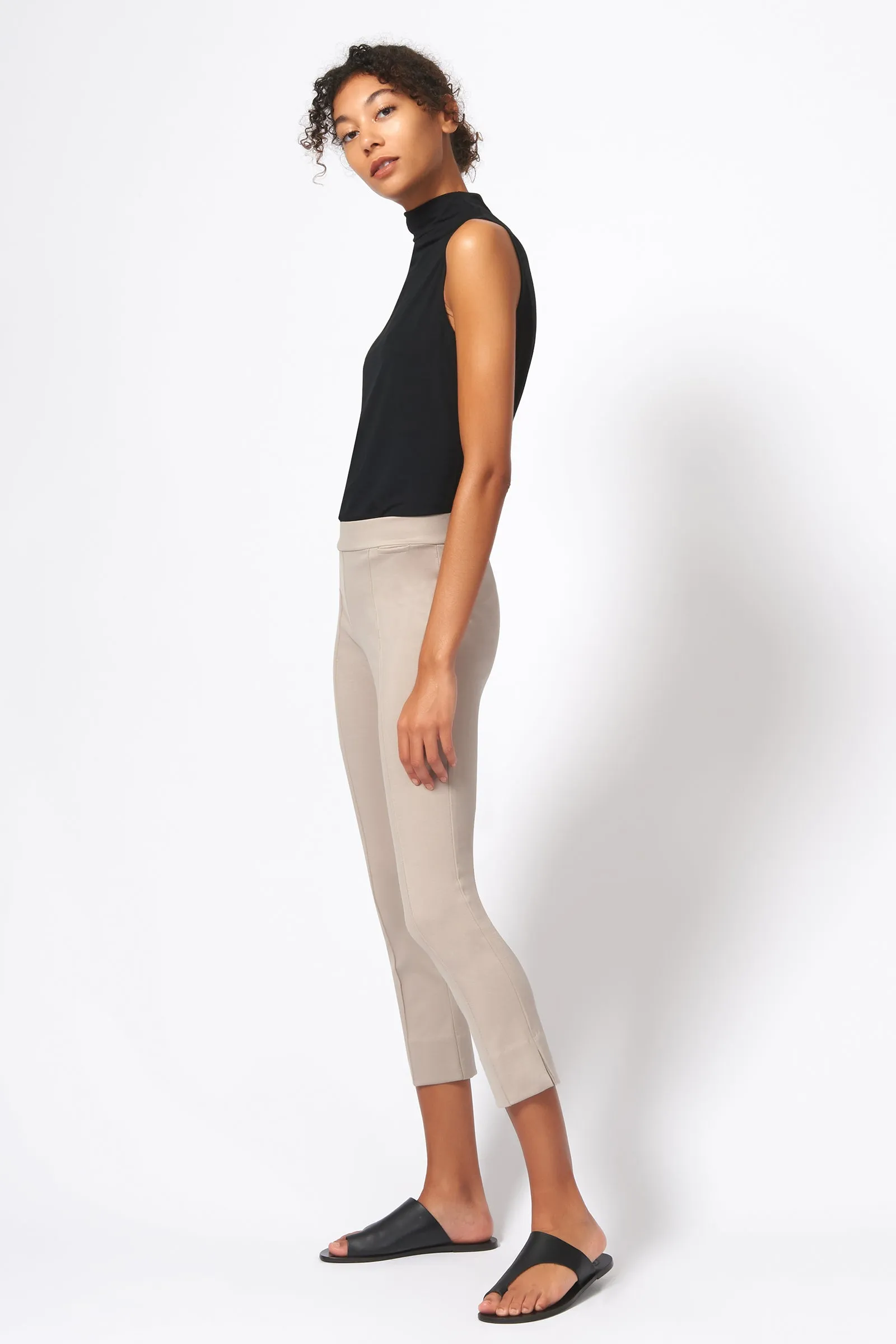 Pintuck Slit Capri - Taupe