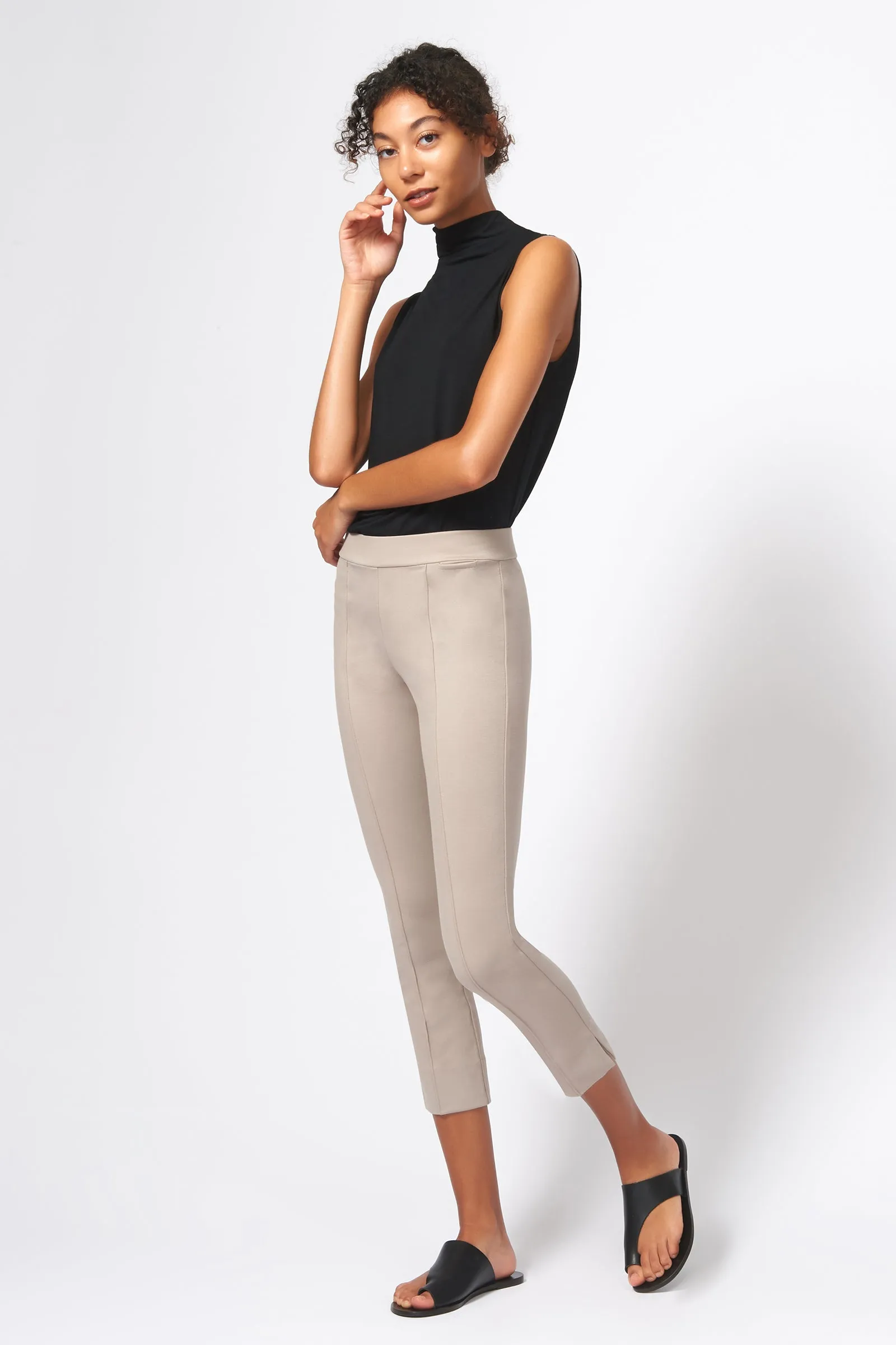 Pintuck Slit Capri - Taupe