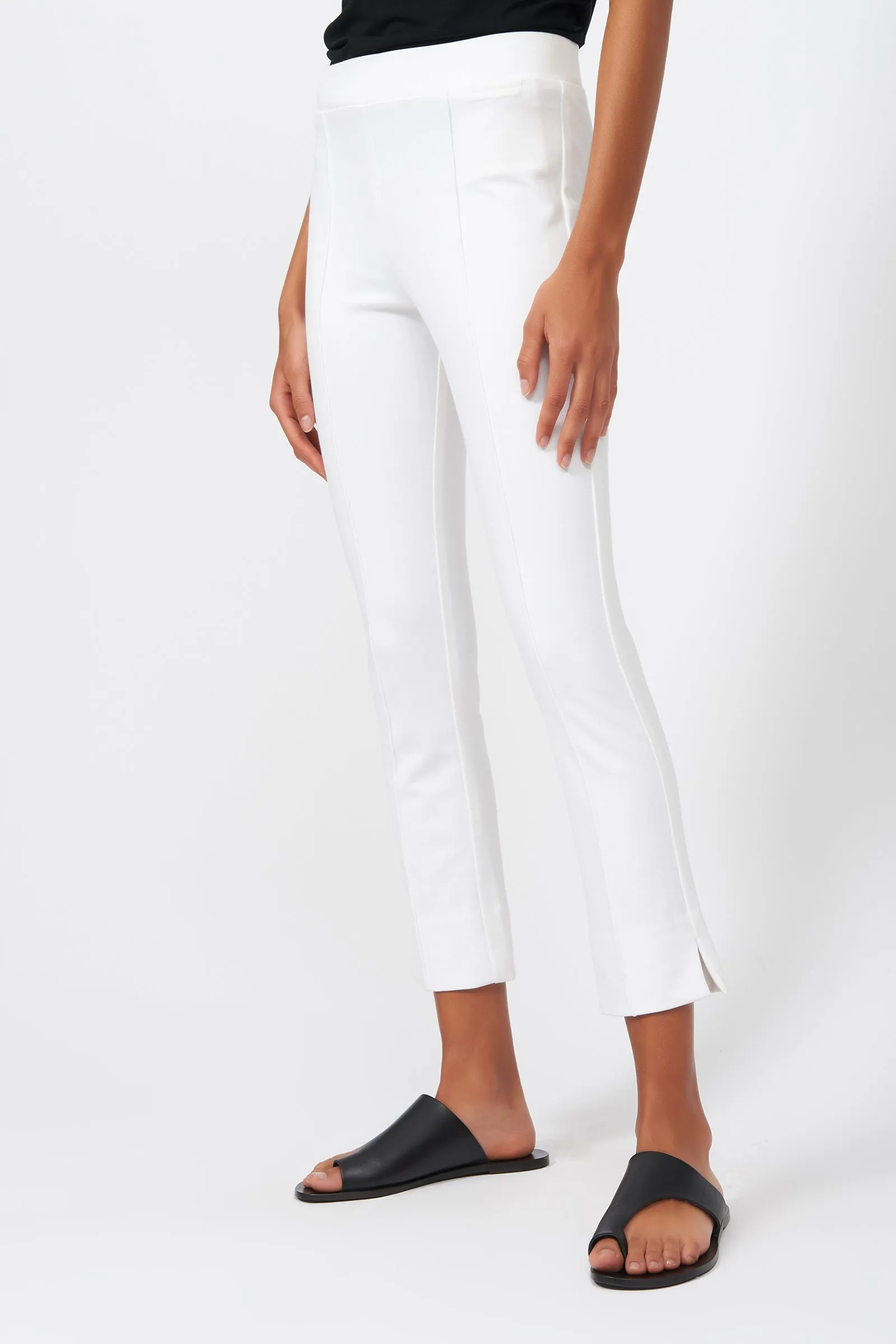 Pintuck Slit Capri - White