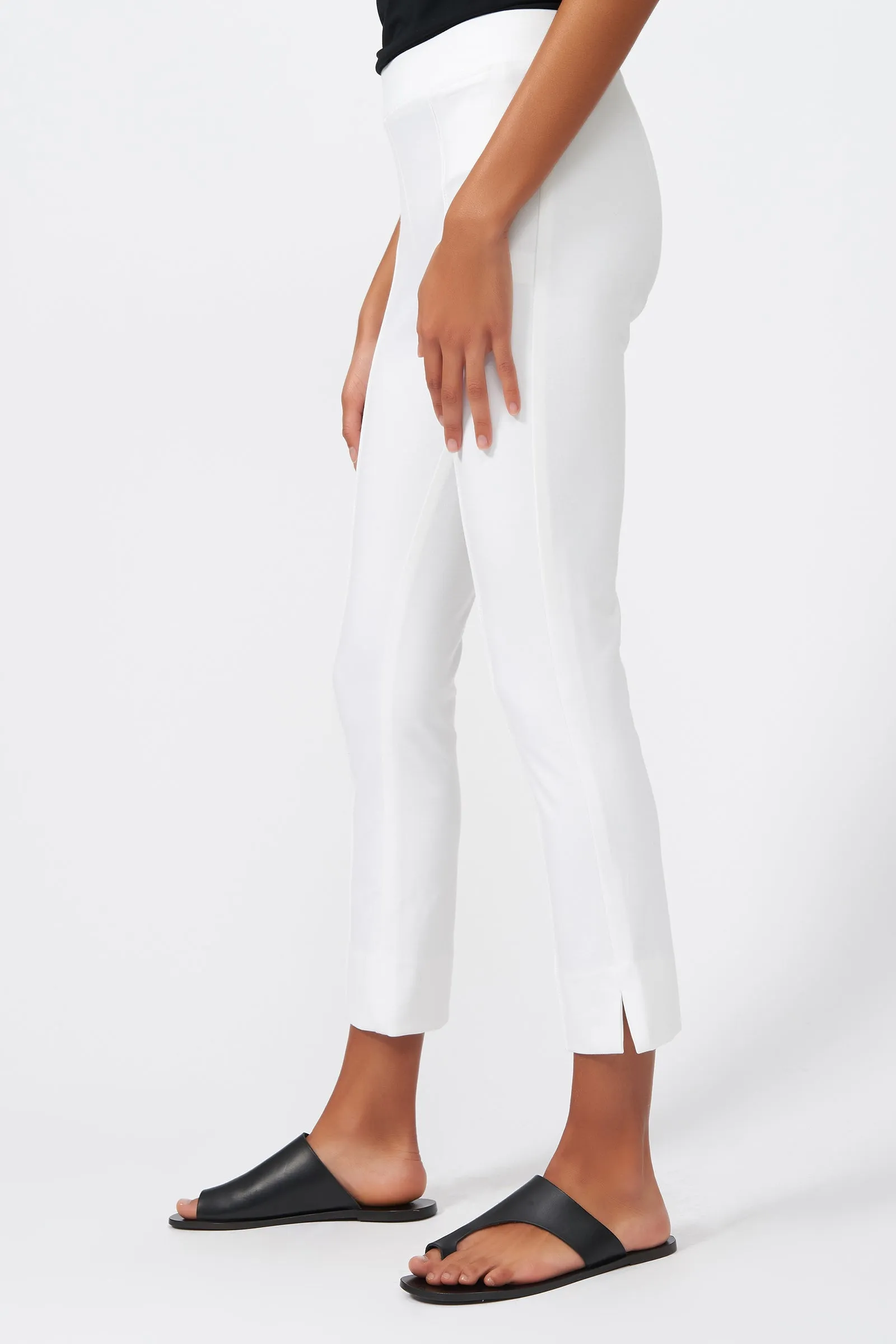 Pintuck Slit Capri - White