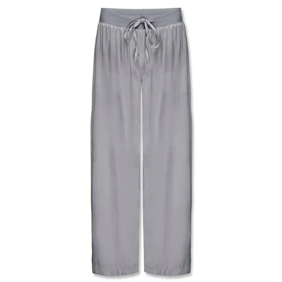 PJ Harlow Jolie Capri Satin Pant in Dark Silver Gray New Sz XL Ribbed Waistband