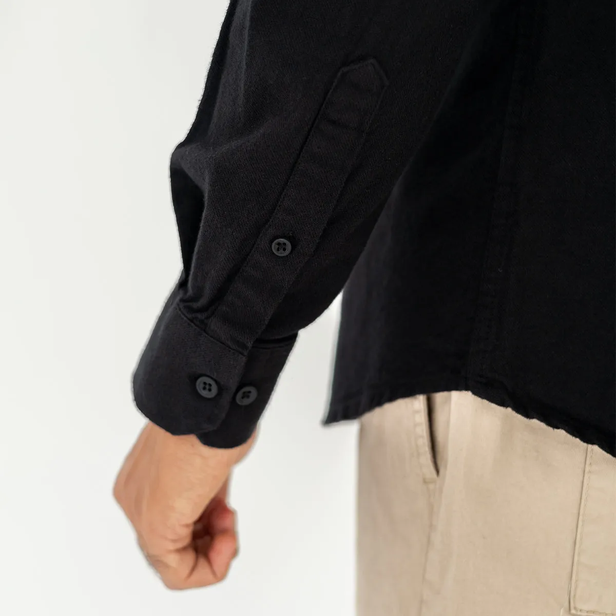 Plain Wool Shirt. Black