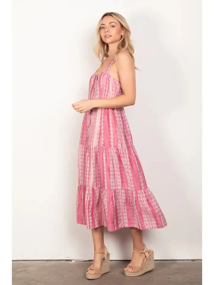 Plus Size Button Down Printed Summer Midi Dress