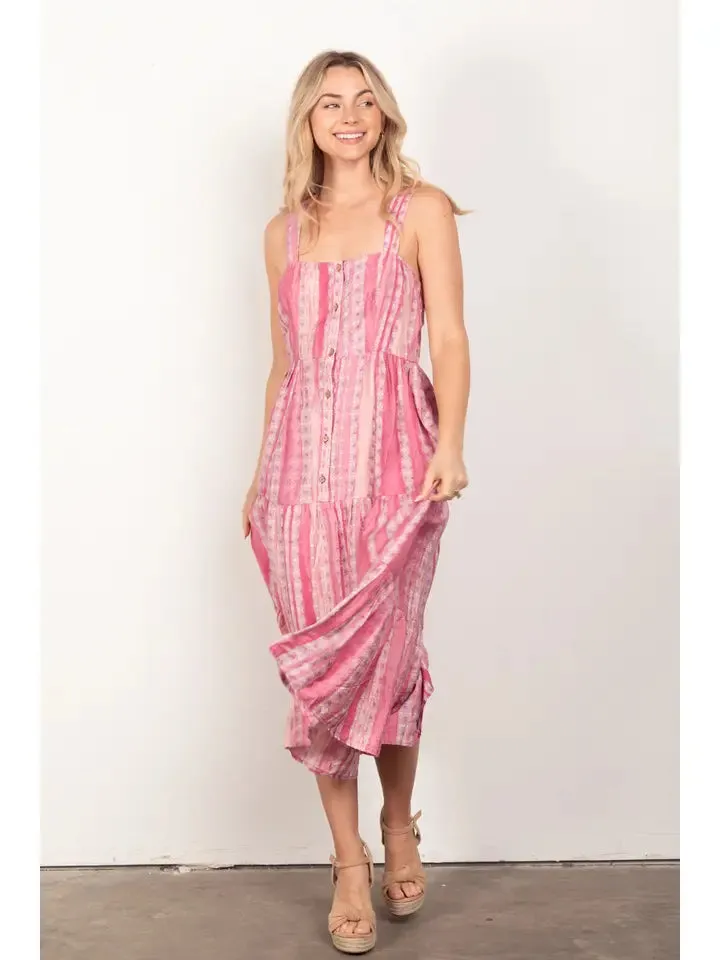 Plus Size Button Down Printed Summer Midi Dress