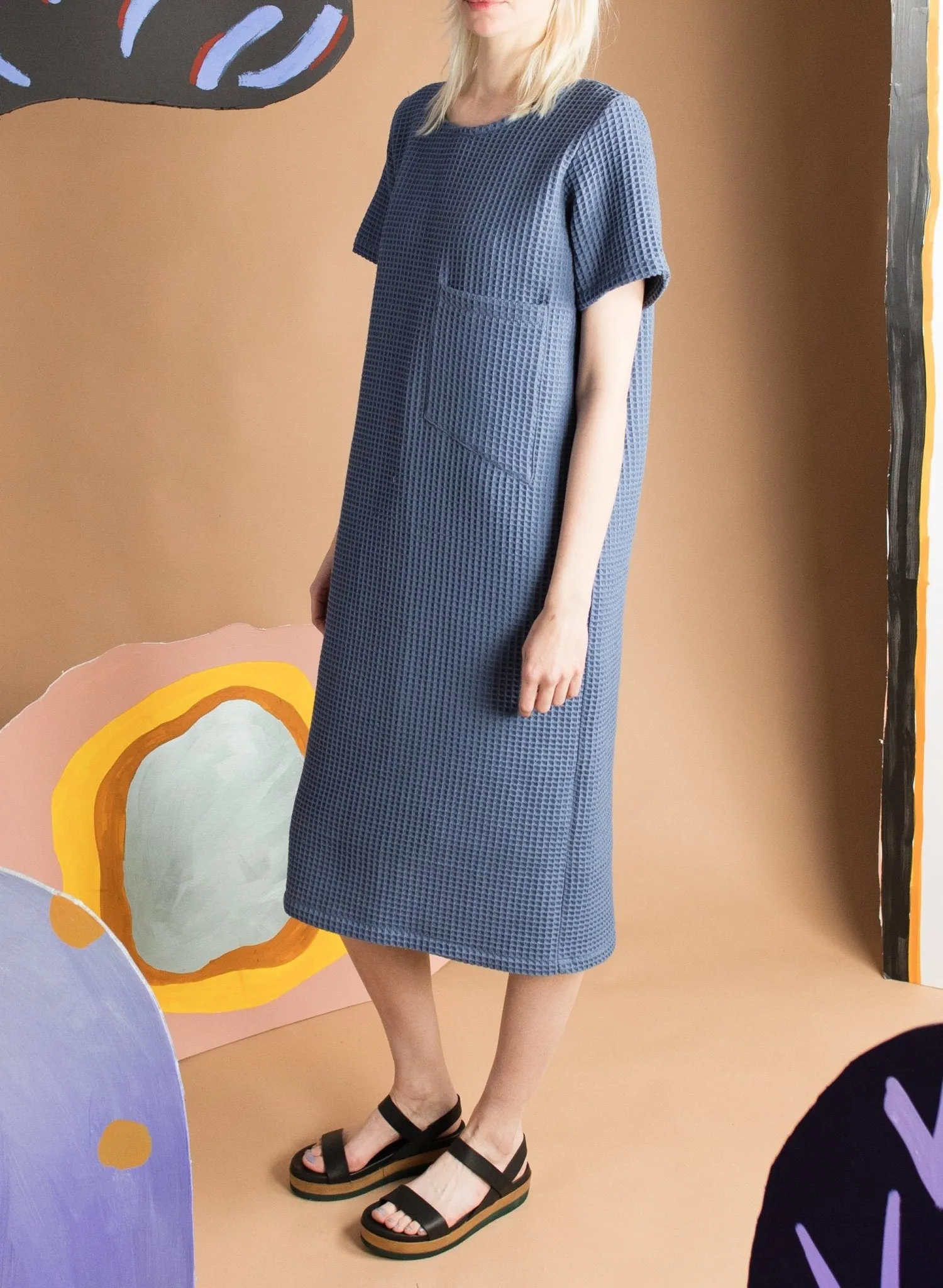 Pocket T-Shirt Dress - Steel Blue