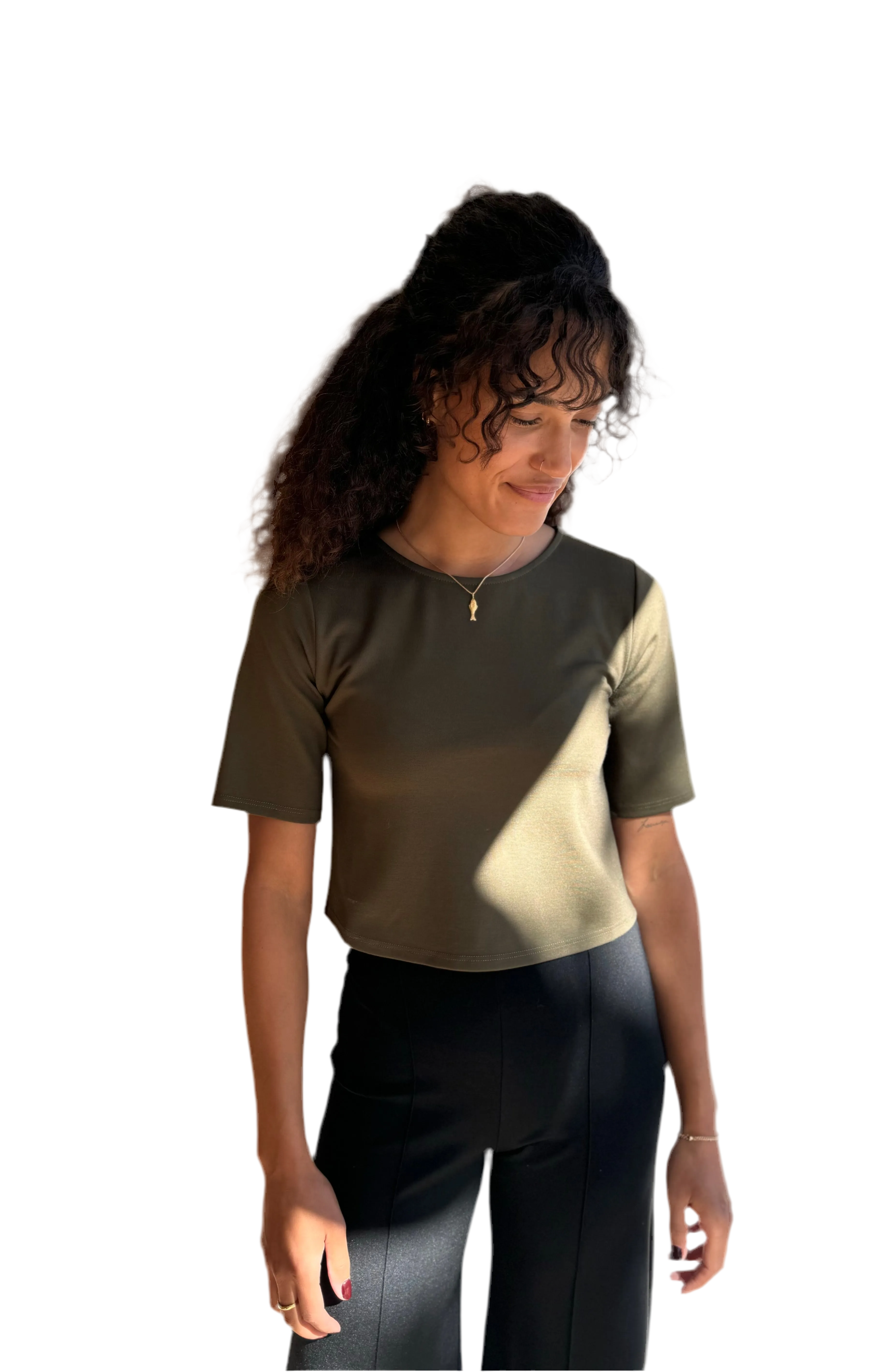 Ponte Knit Short Sleeve in olive
