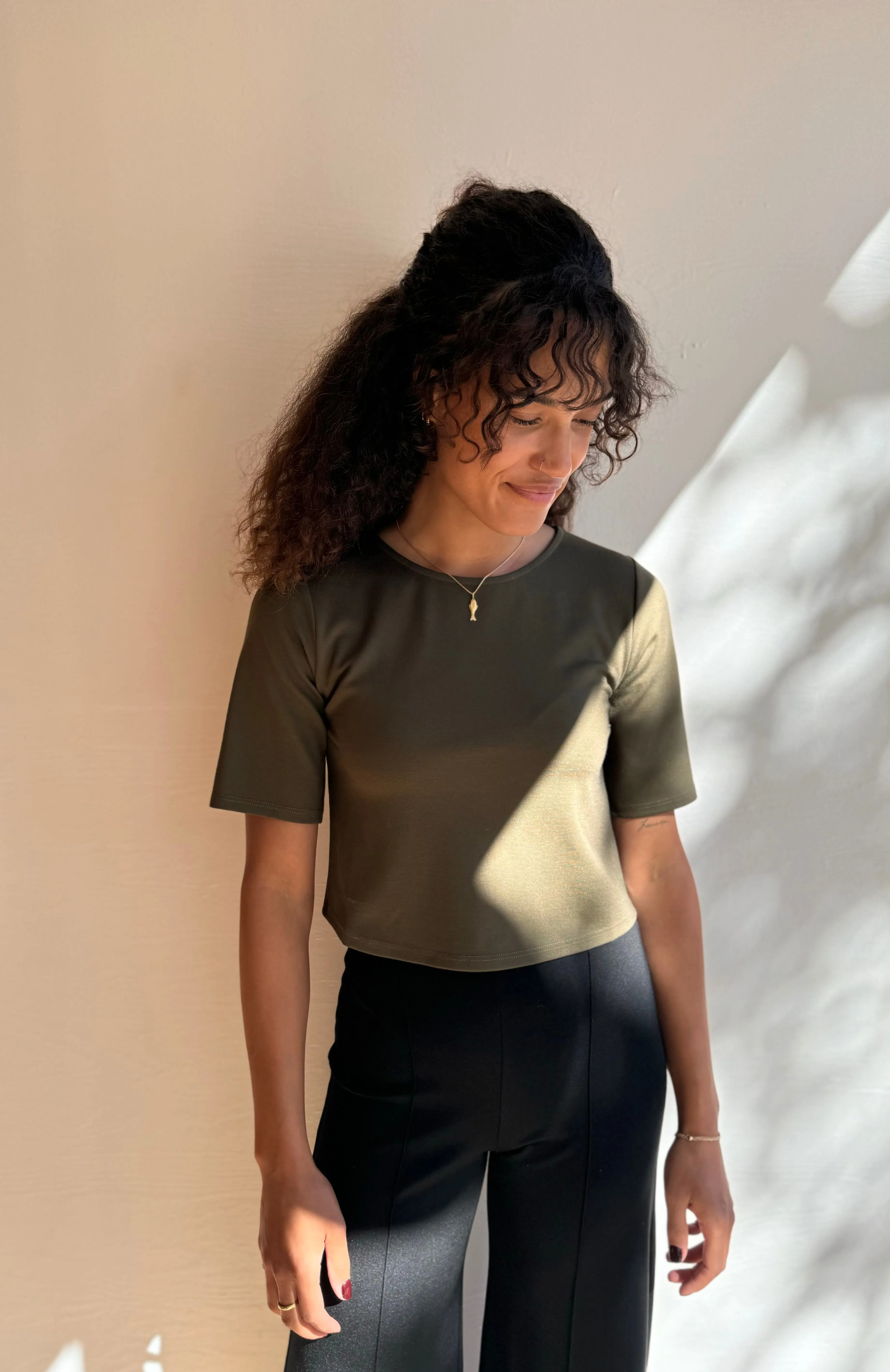 Ponte Knit Short Sleeve in olive