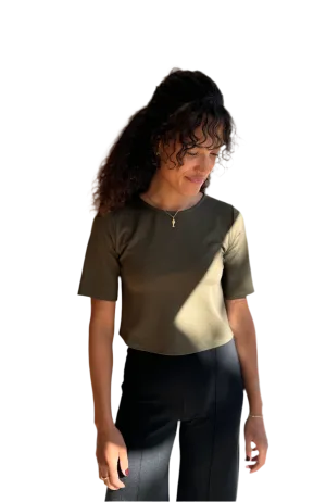 Ponte Knit Short Sleeve in olive