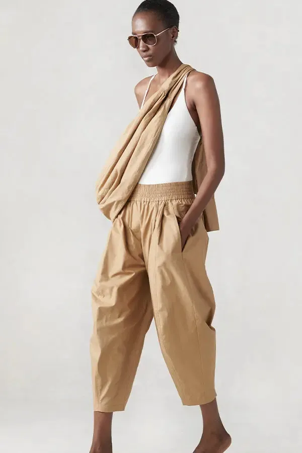 Poplin Cropped Pull on Full Pant