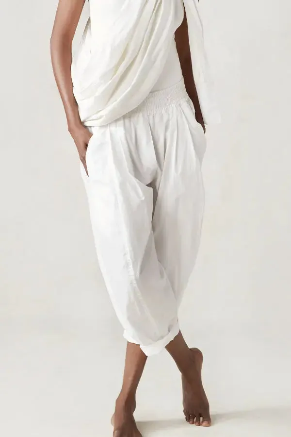 Poplin Cropped Pull on Full Pant