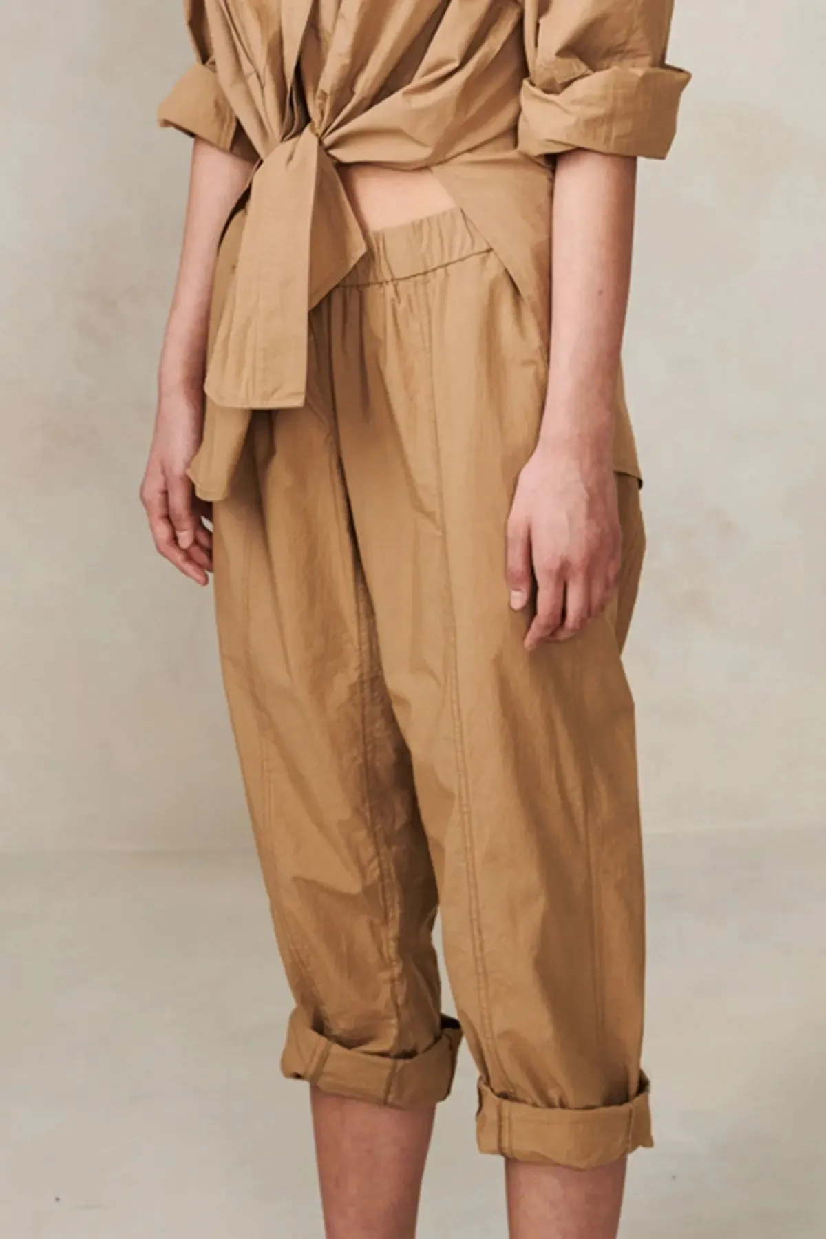 Poplin Cropped Pull on Full Pant