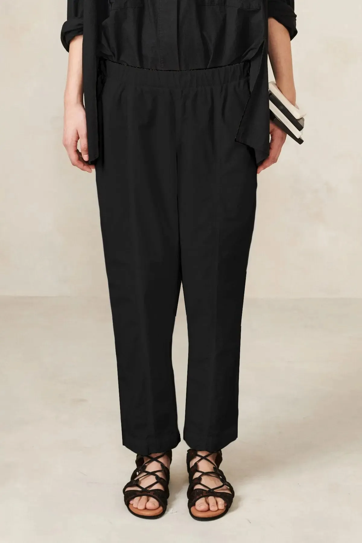 Poplin Cropped Pull on Full Pant