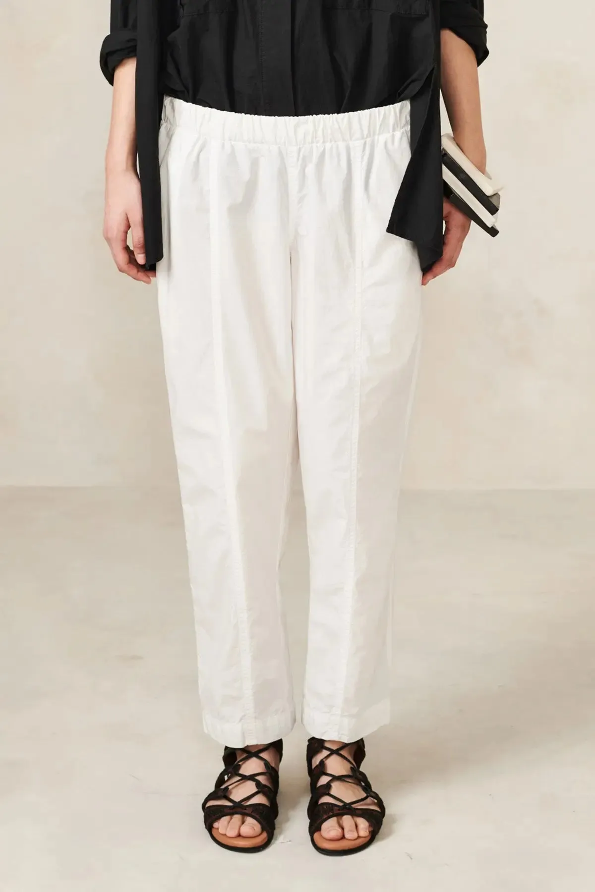 Poplin Cropped Pull on Full Pant
