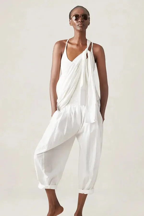 Poplin Cropped Pull on Full Pant