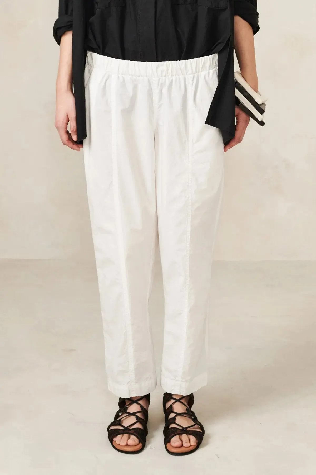 Poplin Cropped Pull on Full Pant