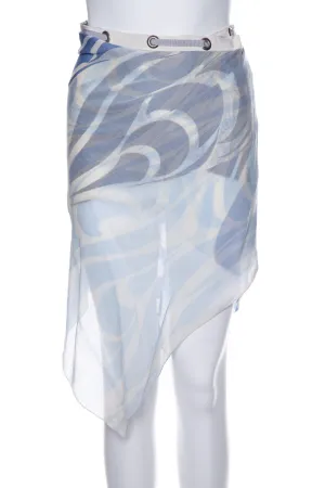 Prada Blue Cotton Printed Wrap Cover Up Skirt