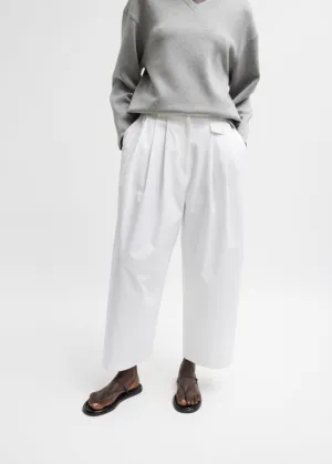 PRESALE Tibi Bio Twill Triple Pleat Cropped Pant in Optic White