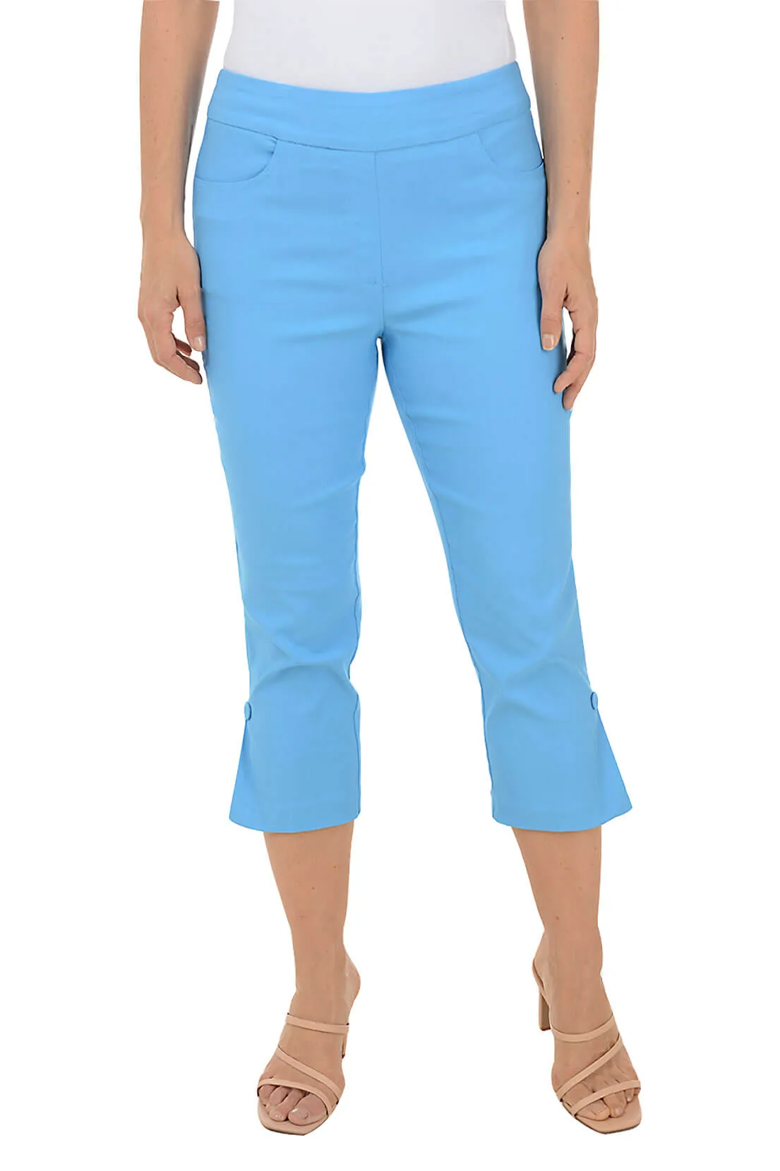 Pull-On Button Hem Capri Pant