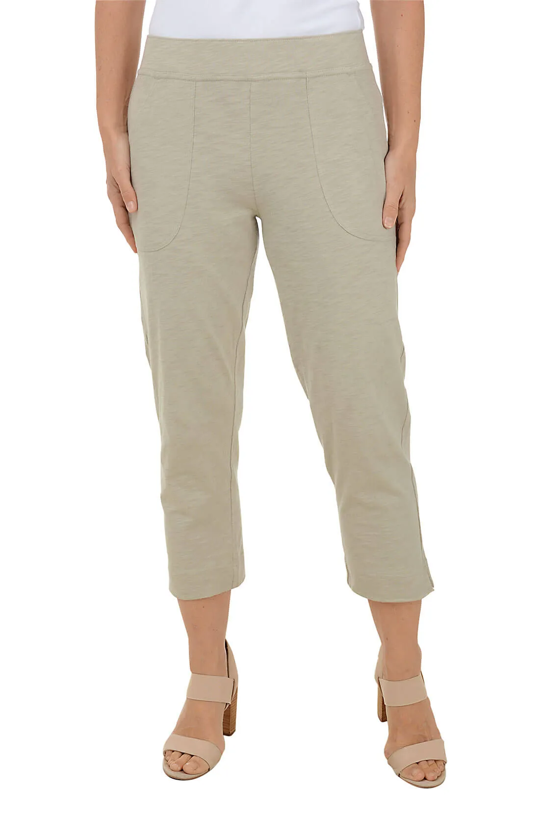 Pull-On Slub Knit Capri Pant