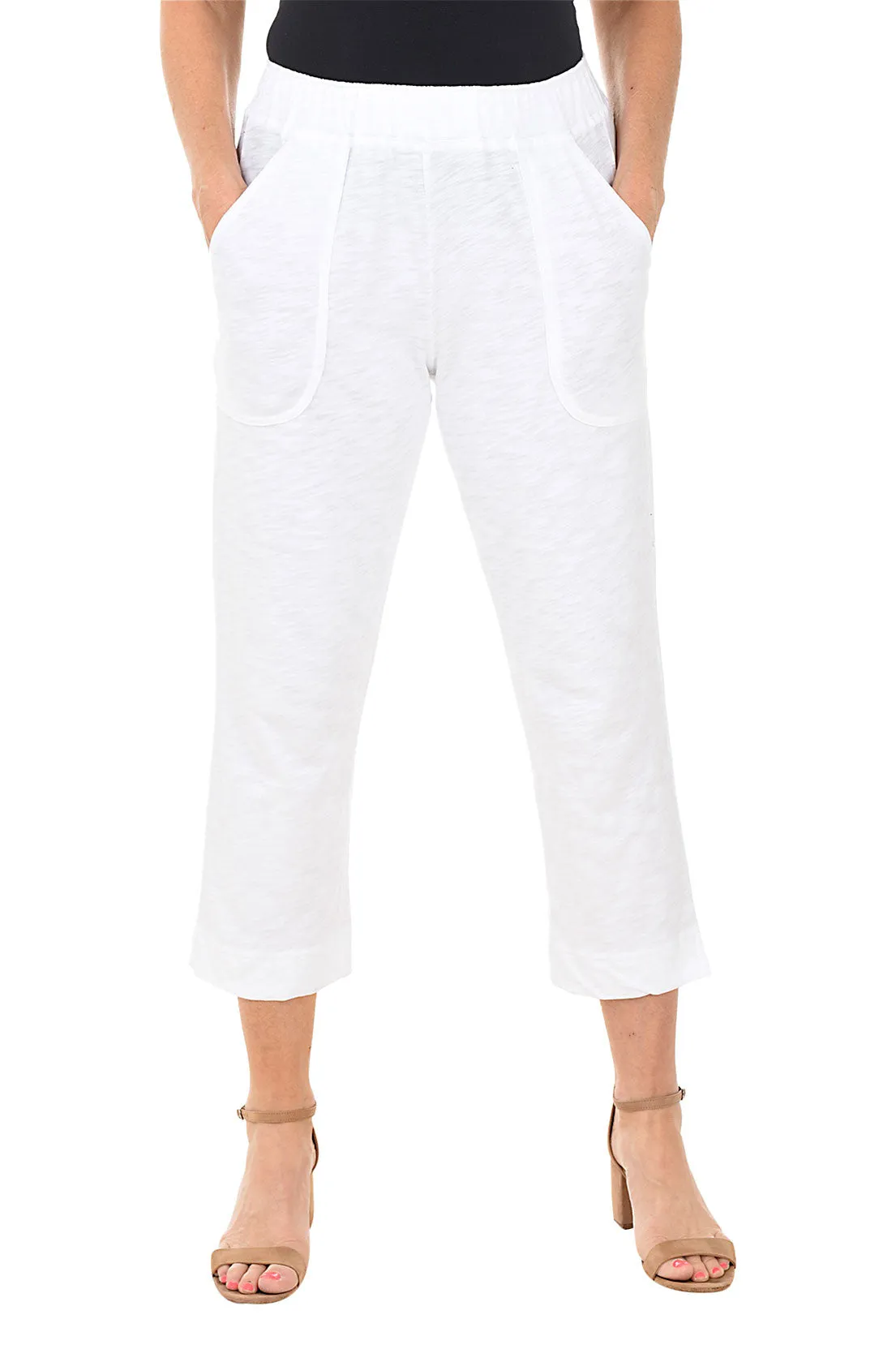 Pull-On Slub Knit Capri Pant