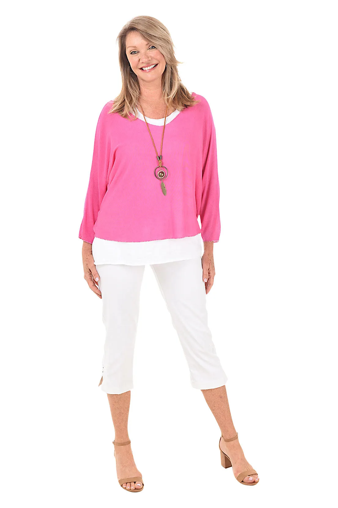 Pull-On Studded Lattice Hem Capri Pant