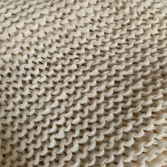 Pure Handknit Ivory Lagenlook Boho Coastal Knit Sleeveless Sweater Sz L/XL