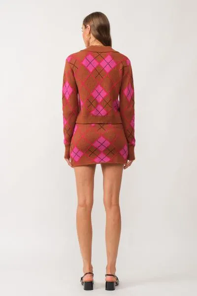 Rachel Sweater Knit Top - Argyle -