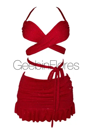 Rachelle Red Rhinestone Top