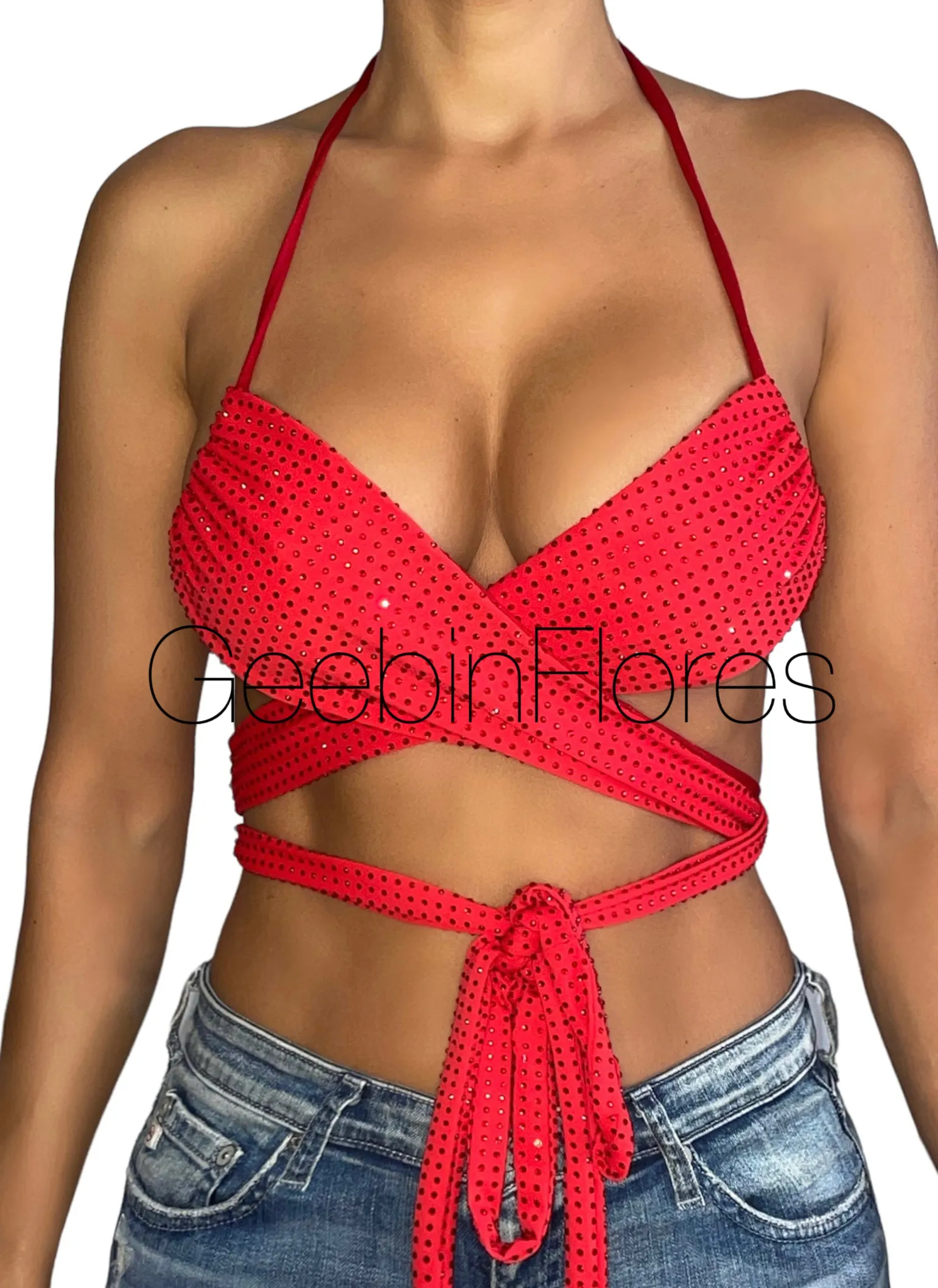 Rachelle Red Rhinestone Top