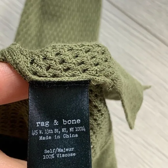 Rag &amp; Bone Army Green Thin Knit Long Sleeve Sweater Top