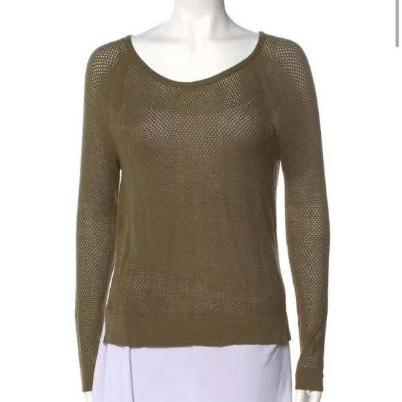 Rag &amp; Bone Army Green Thin Knit Long Sleeve Sweater Top