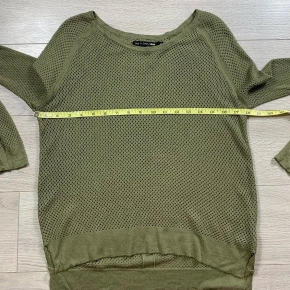 Rag &amp; Bone Army Green Thin Knit Long Sleeve Sweater Top