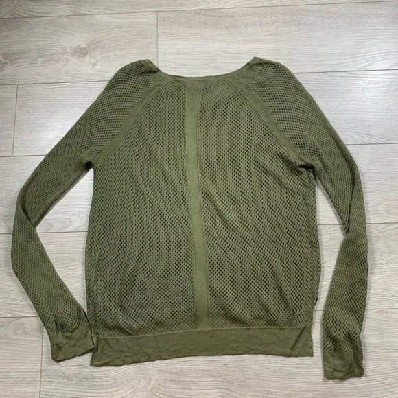 Rag &amp; Bone Army Green Thin Knit Long Sleeve Sweater Top