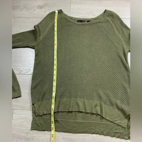 Rag &amp; Bone Army Green Thin Knit Long Sleeve Sweater Top