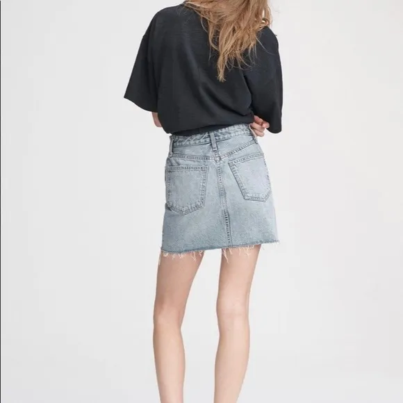 Rag &amp; Bone Womens 26 Mandy Anna Skirt Cotton Zip Front Mini Blue Denim  NWT $250