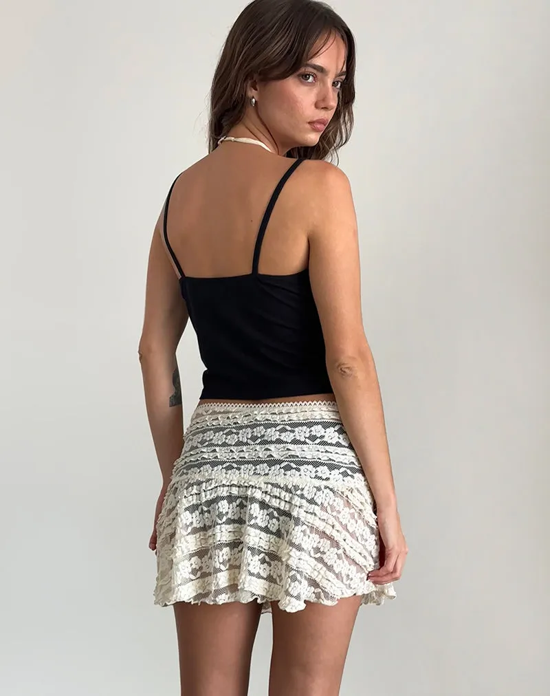 Ragna Unlined Mini Skirt in Ivory Lace