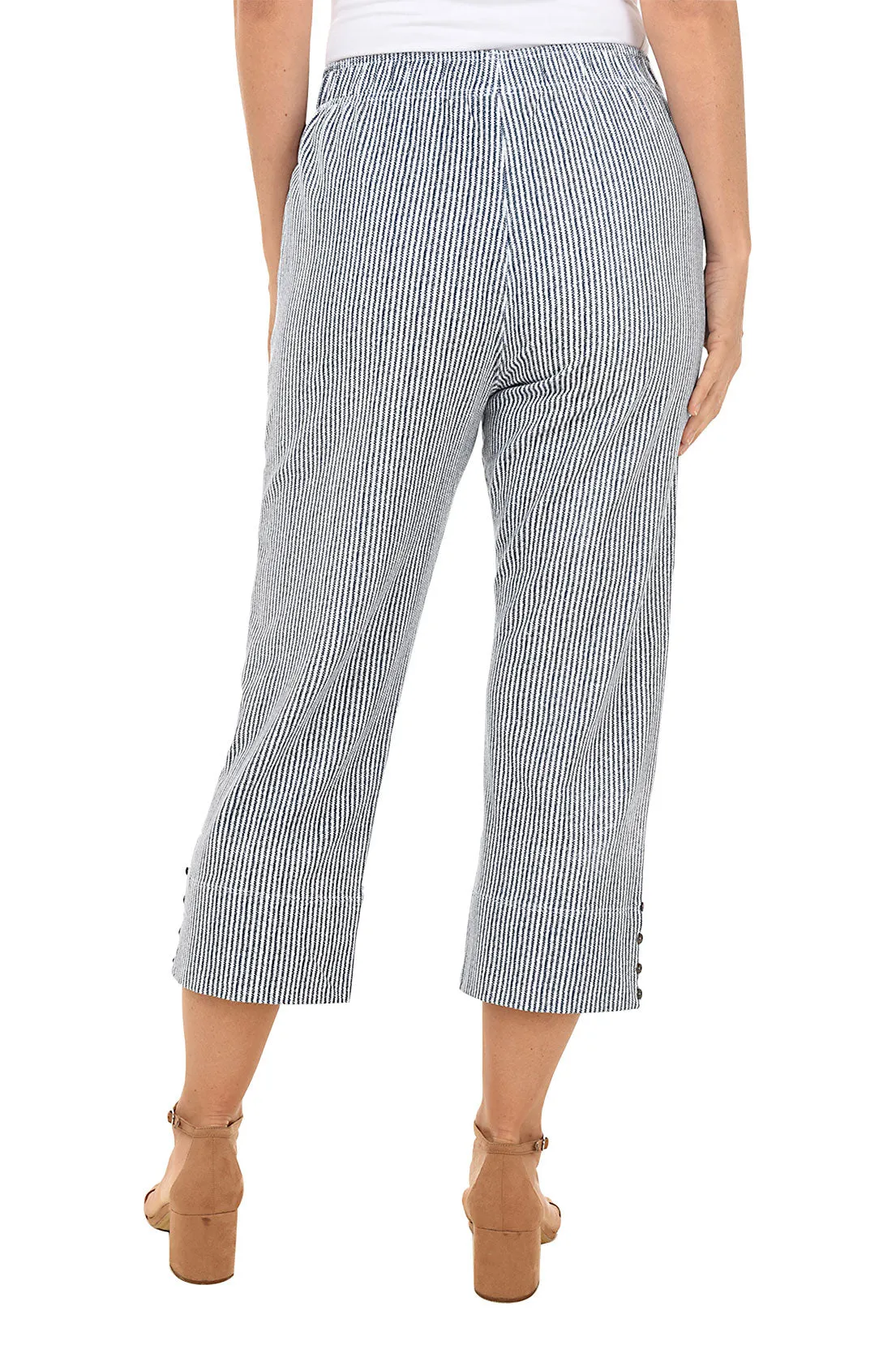 Railroad Stripe Pull-On Capri Pant