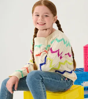 Rainbow Chevron Raglan Pullover Sweater