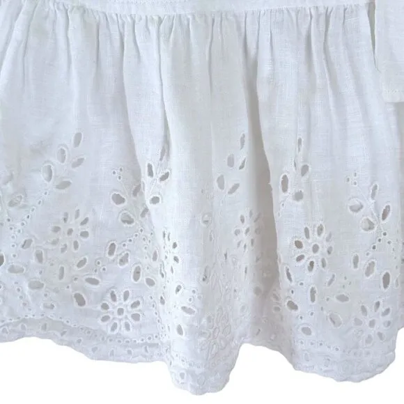 Rebecca Taylor LA VIE White Sarcelle Crossover Back Embroidery Eyelet Mini Dress