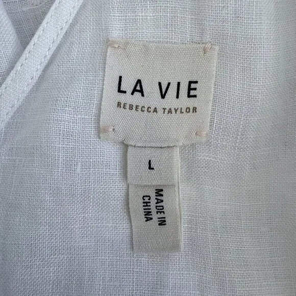 Rebecca Taylor LA VIE White Sarcelle Crossover Back Embroidery Eyelet Mini Dress