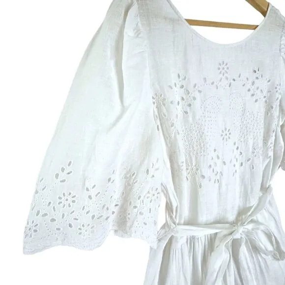Rebecca Taylor LA VIE White Sarcelle Crossover Back Embroidery Eyelet Mini Dress