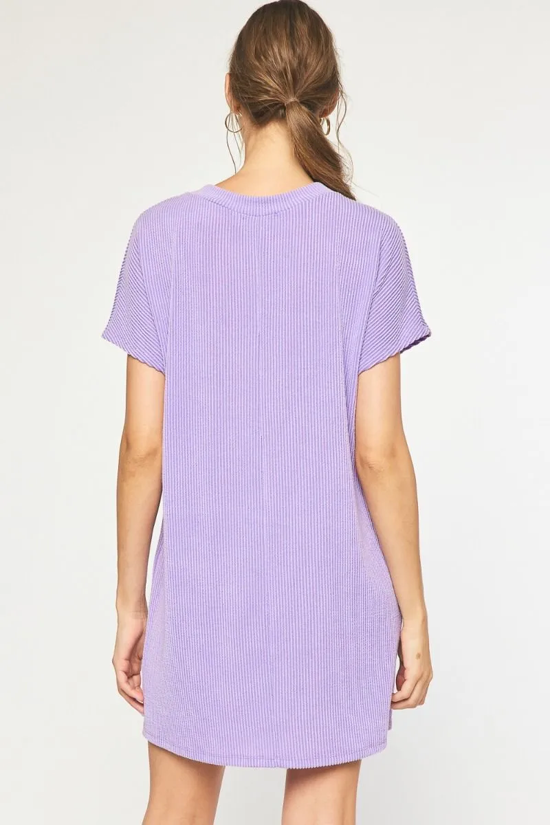 Ribbed T-Shirt Dress {Lavender}