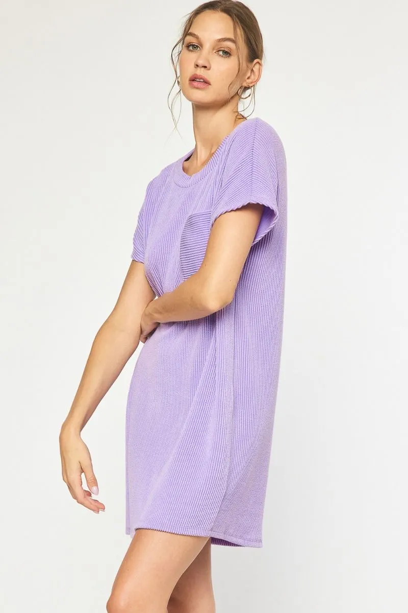 Ribbed T-Shirt Dress {Lavender}
